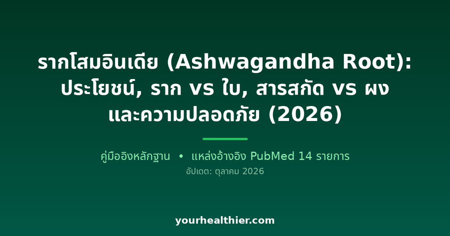 รากโสมอินเดีย (Ashwagandha Root): ประโยชน์, ราก vs ใบ, สารสกัด vs ผง และความปลอดภัย (2026)
