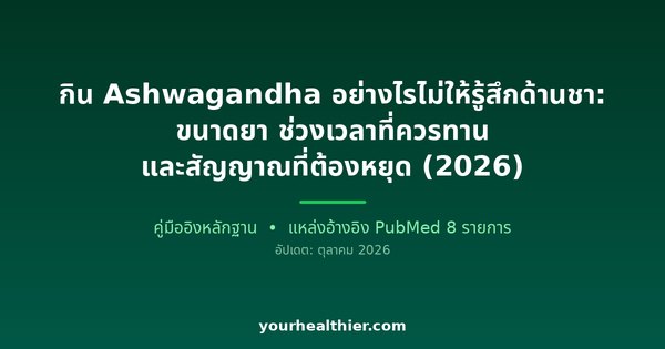 กิน Ashwagandha อย่างไรไม่ให้รู้สึกด้านชา: ขนาดยา ช่วงเวลาที่ควรทาน และสัญญาณที่ต้องหยุด (2026)