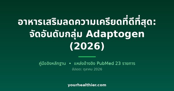 อาหารเสริมลดความเครียดที่ดีที่สุด: จัดอันดับกลุ่ม Adaptogen (2026)