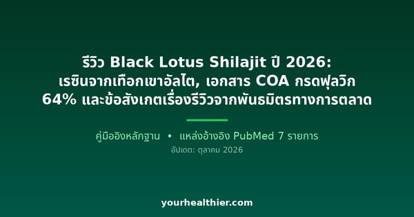 รีวิว Black Lotus Shilajit ปี 2026: เรซินจากเทือกเขาอัลไต, เอกสาร COA กรดฟุลวิก 64% และข้อสังเกตเรื่องรีวิวจากพันธมิตรทางการตลาด
