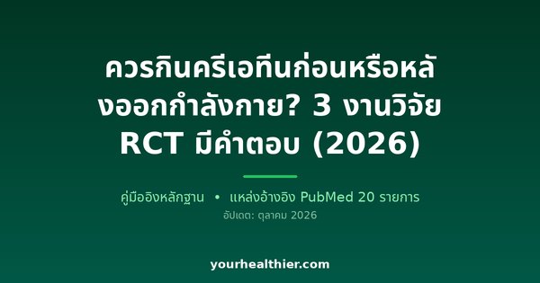 ควรกินครีเอทีนก่อนหรือหลังออกกำลังกาย? 3 งานวิจัย RCT มีคำตอบ (2026)
