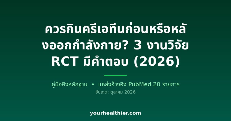 ควรกินครีเอทีนก่อนหรือหลังออกกำลังกาย? 3 งานวิจัย RCT มีคำตอบ (2026)