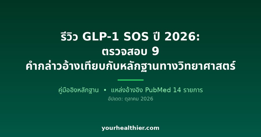 รีวิว GLP-1 SOS ปี 2026: ตรวจสอบ 9 คำกล่าวอ้างเทียบกับหลักฐานทางวิทยาศาสตร์