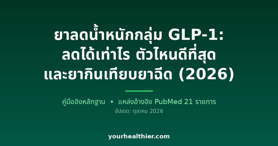 ยาลดน้ำหนักกลุ่ม GLP-1: ลดได้เท่าไร ตัวไหนดีที่สุด และยากินเทียบยาฉีด (2026)