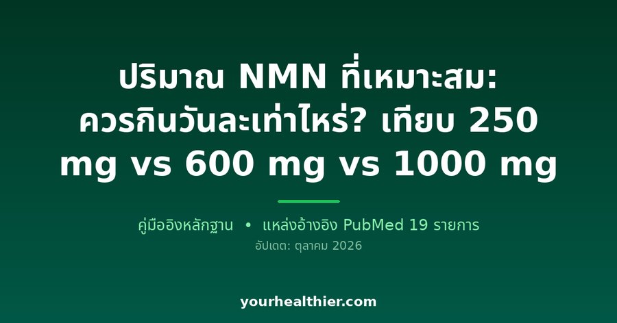 ปริมาณ NMN ที่เหมาะสม: ควรกินวันละเท่าไหร่? เทียบ 250 mg vs 600 mg vs 1000 mg