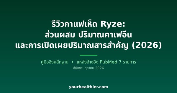 รีวิวกาแฟเห็ด Ryze: ส่วนผสม ปริมาณคาเฟอีน และการเปิดเผยปริมาณสารสำคัญ (2026)