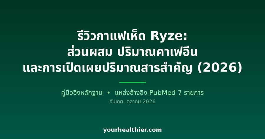 รีวิวกาแฟเห็ด Ryze: ส่วนผสม ปริมาณคาเฟอีน และการเปิดเผยปริมาณสารสำคัญ (2026)