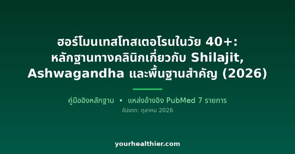 ฮอร์โมนเทสโทสเตอโรนในวัย 40+: หลักฐานทางคลินิกเกี่ยวกับ Shilajit, Ashwagandha และพื้นฐานสำคัญ (2026)