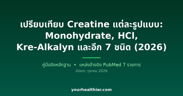 เปรียบเทียบ Creatine แต่ละรูปแบบ: Monohydrate, HCl, Kre-Alkalyn และอีก 7 ชนิด (2026)